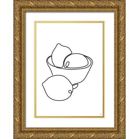 Still Life Lemons Gold Ornate Wood Framed Art Print with Double Matting by Line and Brush