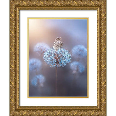 The Perch Gold Ornate Wood Framed Art Print with Double Matting by Love Grams