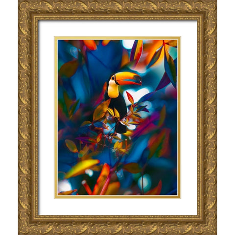 Toucan Tropics Gold Ornate Wood Framed Art Print with Double Matting by Love Grams