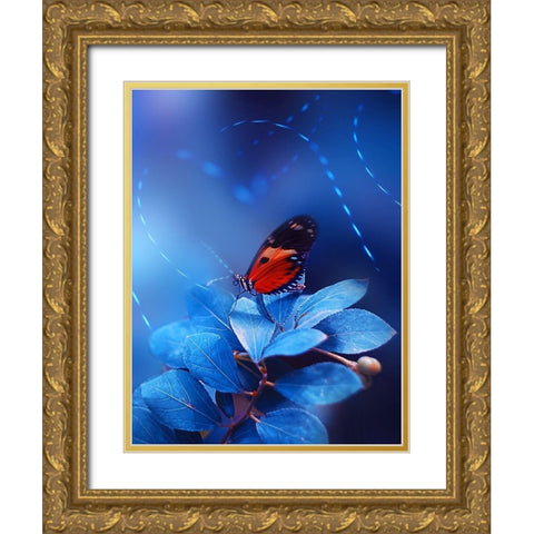 Neon Trails Gold Ornate Wood Framed Art Print with Double Matting by Love Grams