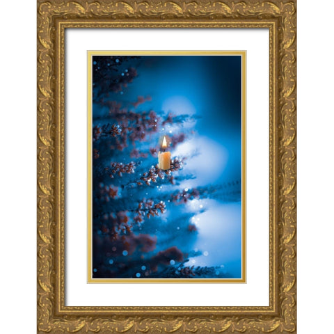 Winter Glow Gold Ornate Wood Framed Art Print with Double Matting by Love Grams
