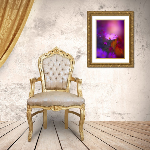 Cosmos in Purple Gold Ornate Wood Framed Art Print with Double Matting by Love Grams