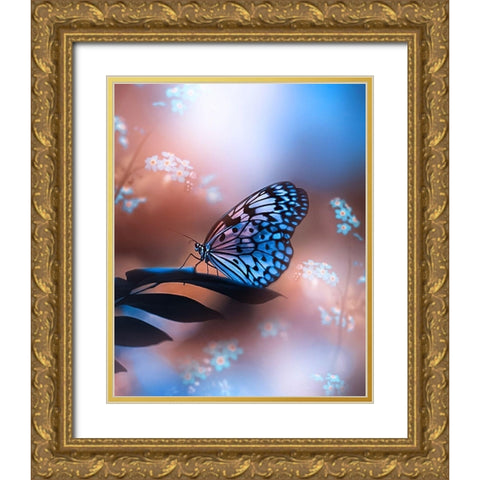 Butterfly Memory Gold Ornate Wood Framed Art Print with Double Matting by Love Grams