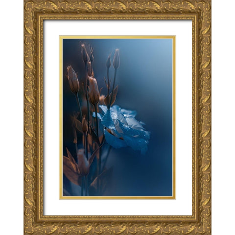 Kiss Me at Dawn Gold Ornate Wood Framed Art Print with Double Matting by Love Grams