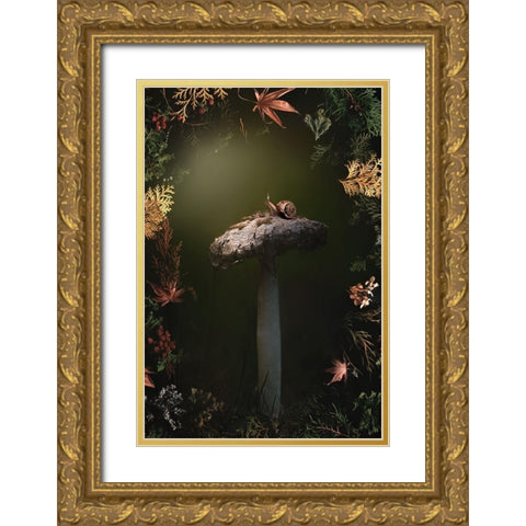 Mushroom Medley Gold Ornate Wood Framed Art Print with Double Matting by Love Grams