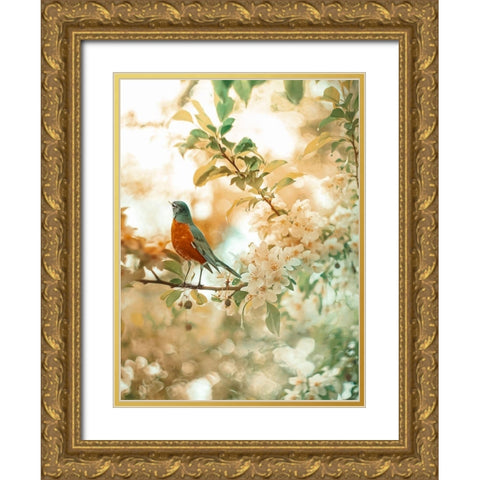 Spring Harmony Gold Ornate Wood Framed Art Print with Double Matting by Love Grams