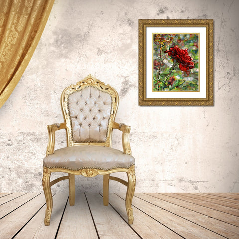 Last Rose Of Summer Gold Ornate Wood Framed Art Print with Double Matting by Budan, Mandy