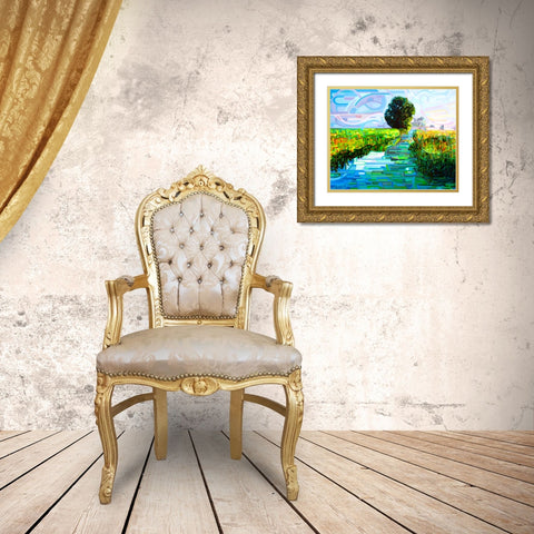 Ebb And Flow Gold Ornate Wood Framed Art Print with Double Matting by Budan, Mandy