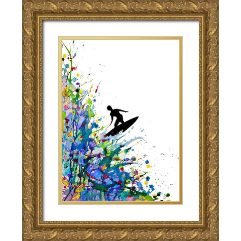 A Pollocks Point Break Gold Ornate Wood Framed Art Print with Double Matting by Allante, Marc