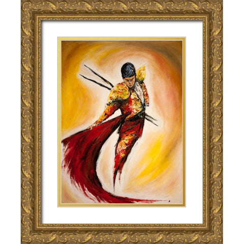Matador Gold Ornate Wood Framed Art Print with Double Matting by Allante, Marc