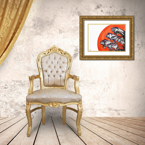 Out Of A Rising Sun Gold Ornate Wood Framed Art Print with Double Matting by Allante, Marc