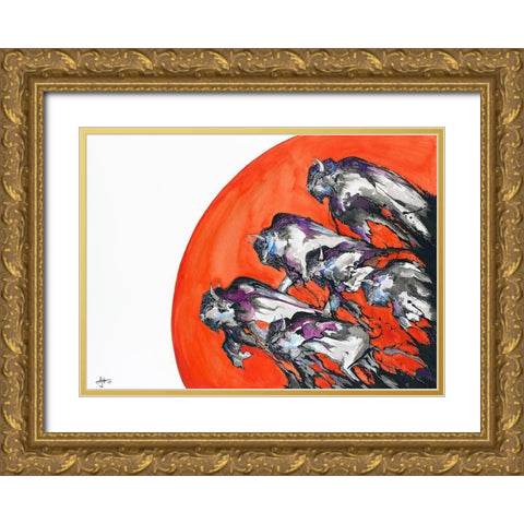 Out Of A Rising Sun Gold Ornate Wood Framed Art Print with Double Matting by Allante, Marc