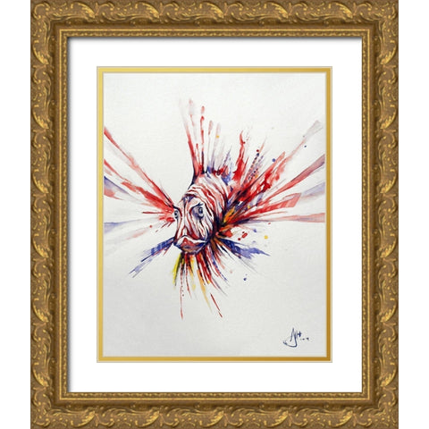 Pterois Gold Ornate Wood Framed Art Print with Double Matting by Allante, Marc