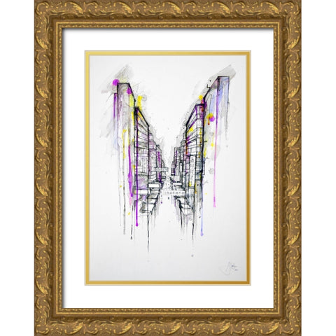 This City Sleeps Gold Ornate Wood Framed Art Print with Double Matting by Allante, Marc
