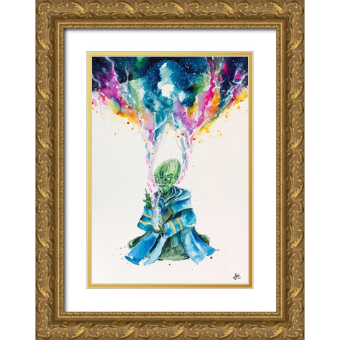 Alien Dabbing Gold Ornate Wood Framed Art Print with Double Matting by Allante, Marc