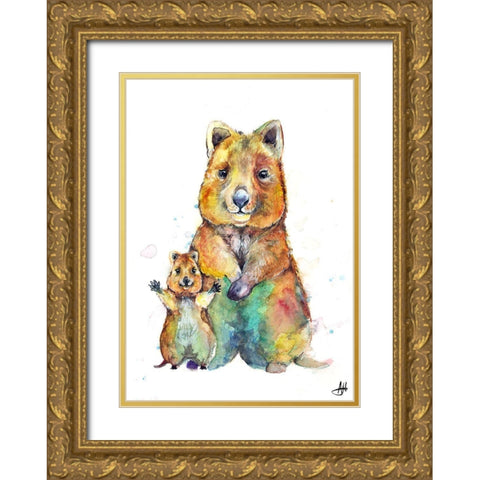 Qwazy Quokkas Gold Ornate Wood Framed Art Print with Double Matting by Allante, Marc