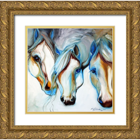 3 Nobles Equine Abstract Gold Ornate Wood Framed Art Print with Double Matting by Baldwin, Marcia
