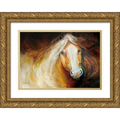 Autumn Breeze Equine Gold Ornate Wood Framed Art Print with Double Matting by Baldwin, Marcia