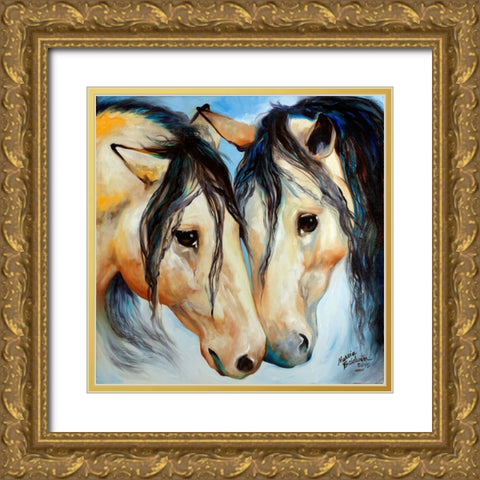 Buckskin Friends Gold Ornate Wood Framed Art Print with Double Matting by Baldwin, Marcia