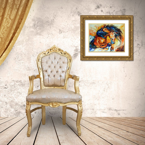 Dance Of The Wild One Gold Ornate Wood Framed Art Print with Double Matting by Baldwin, Marcia