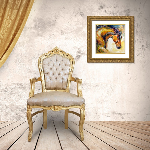 Determined Equine Gold Ornate Wood Framed Art Print with Double Matting by Baldwin, Marcia
