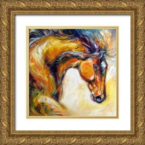 Determined Equine Gold Ornate Wood Framed Art Print with Double Matting by Baldwin, Marcia