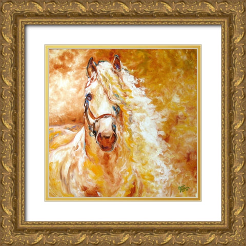 Golden Grace Andalusian Equine Gold Ornate Wood Framed Art Print with Double Matting by Baldwin, Marcia