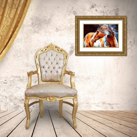 Mohican Indian War Horse Gold Ornate Wood Framed Art Print with Double Matting by Baldwin, Marcia