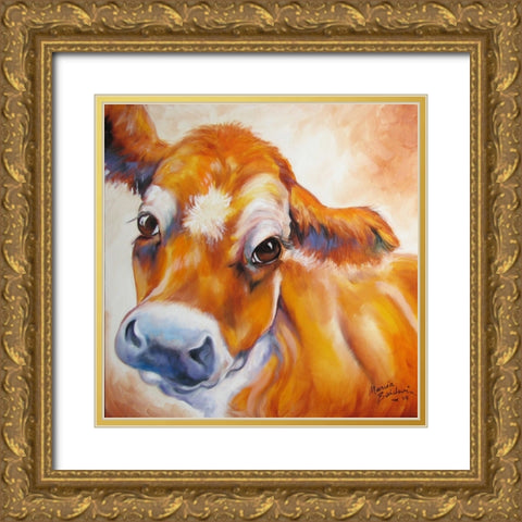 My Jersey Cow Commission Gold Ornate Wood Framed Art Print with Double Matting by Baldwin, Marcia