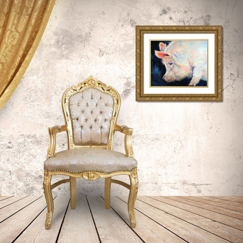 My Pink Pig Gold Ornate Wood Framed Art Print with Double Matting by Baldwin, Marcia