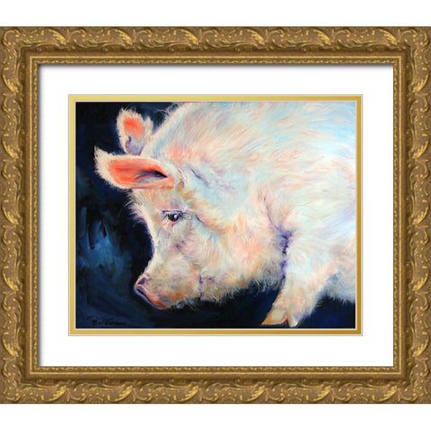 My Pink Pig Gold Ornate Wood Framed Art Print with Double Matting by Baldwin, Marcia