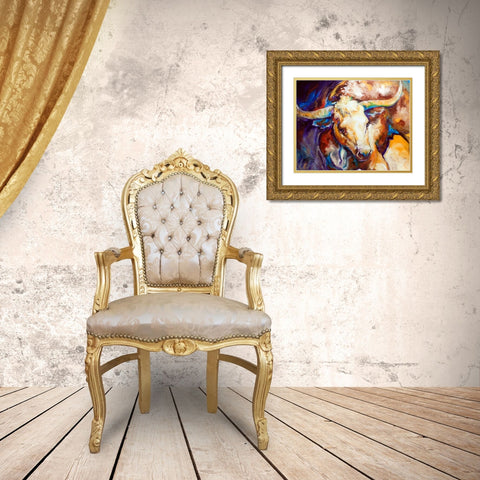 Power Longhorn Abstract Gold Ornate Wood Framed Art Print with Double Matting by Baldwin, Marcia