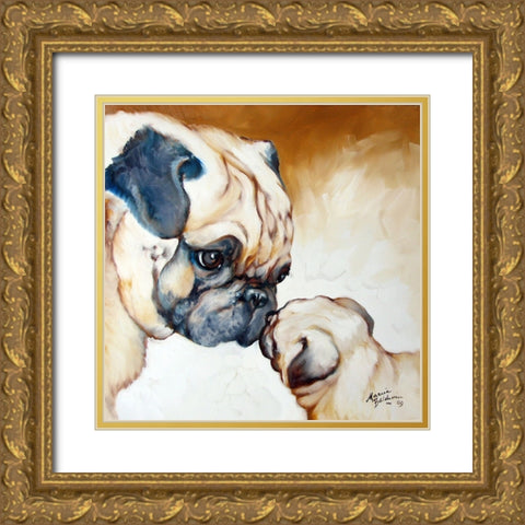 Pug 2 Gold Ornate Wood Framed Art Print with Double Matting by Baldwin, Marcia