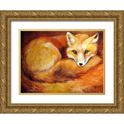 Red Fox Den Gold Ornate Wood Framed Art Print with Double Matting by Baldwin, Marcia