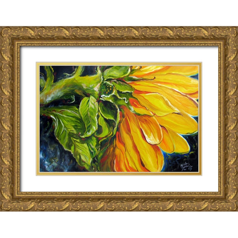 Sunflower Abstract Gold Ornate Wood Framed Art Print with Double Matting by Baldwin, Marcia