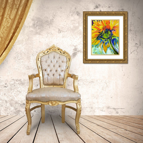 Sunflower In July Gold Ornate Wood Framed Art Print with Double Matting by Baldwin, Marcia