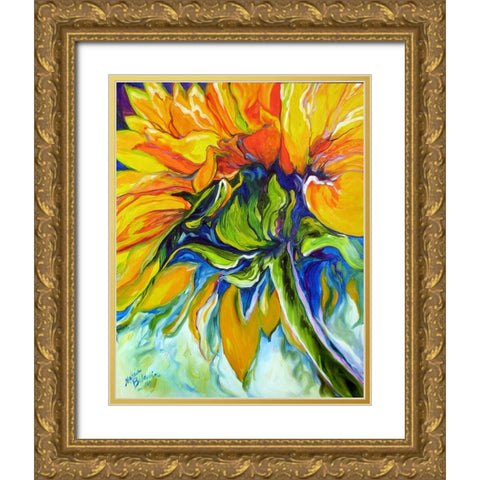 Sunflower In July Gold Ornate Wood Framed Art Print with Double Matting by Baldwin, Marcia