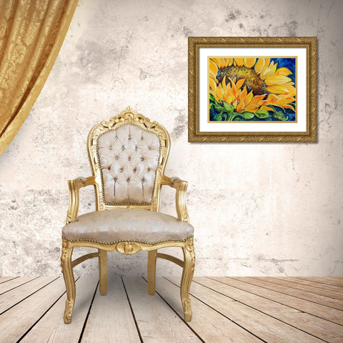 Sunflower September Gold Ornate Wood Framed Art Print with Double Matting by Baldwin, Marcia