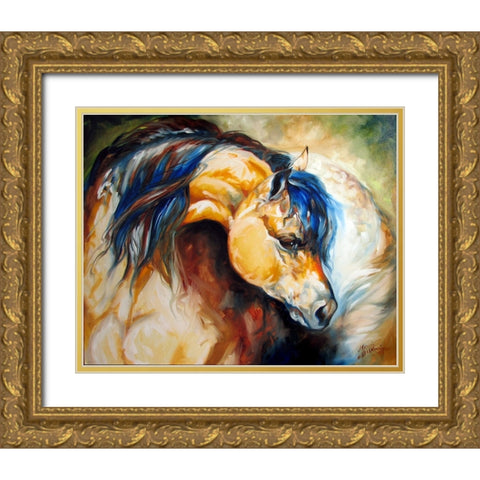 The Buckskin Gold Ornate Wood Framed Art Print with Double Matting by Baldwin, Marcia