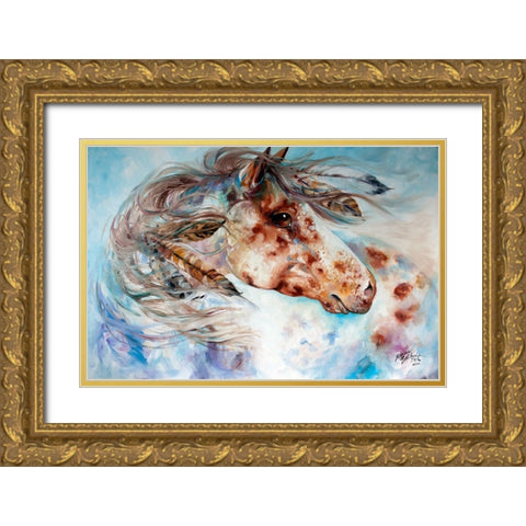 Thunder Appaloosa Indian War Horse Gold Ornate Wood Framed Art Print with Double Matting by Baldwin, Marcia