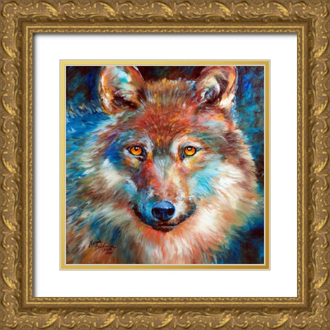 Timber Wolf Abstract Gold Ornate Wood Framed Art Print with Double Matting by Baldwin, Marcia