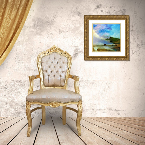 Yellowstone Buffalo Landscape Gold Ornate Wood Framed Art Print with Double Matting by Baldwin, Marcia