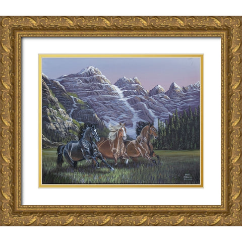 Running Wild Gold Ornate Wood Framed Art Print with Double Matting by Harvill, Marc