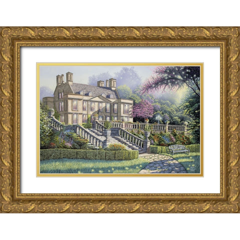 Early Evening in the Flower Garden Gold Ornate Wood Framed Art Print with Double Matting by Harvill, Marc