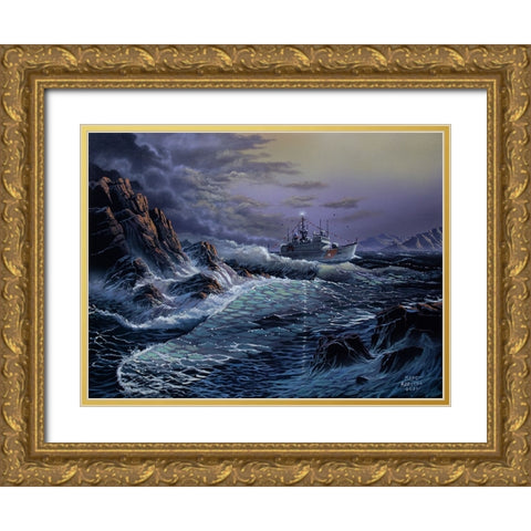 Escanada 907 Coast Guard Ship Gold Ornate Wood Framed Art Print with Double Matting by Harvill, Marc