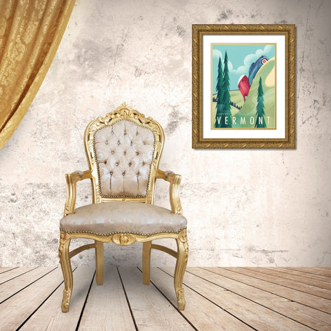 Vermont Camping Gold Ornate Wood Framed Art Print with Double Matting by Wickstrom, Martin