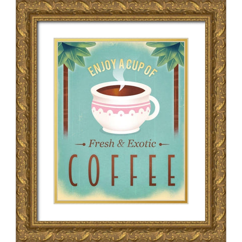 Coffee Exotic Gold Ornate Wood Framed Art Print with Double Matting by Wickstrom, Martin