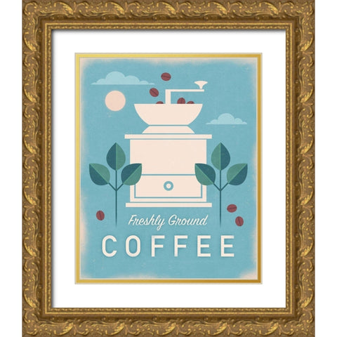 Coffee Grinder Gold Ornate Wood Framed Art Print with Double Matting by Wickstrom, Martin