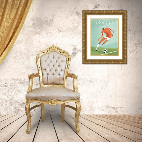 Vintage Soccer Gold Ornate Wood Framed Art Print with Double Matting by Wickstrom, Martin