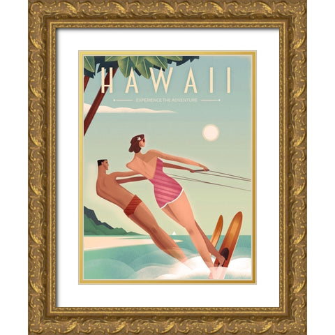 Hawaii Gold Ornate Wood Framed Art Print with Double Matting by Wickstrom, Martin